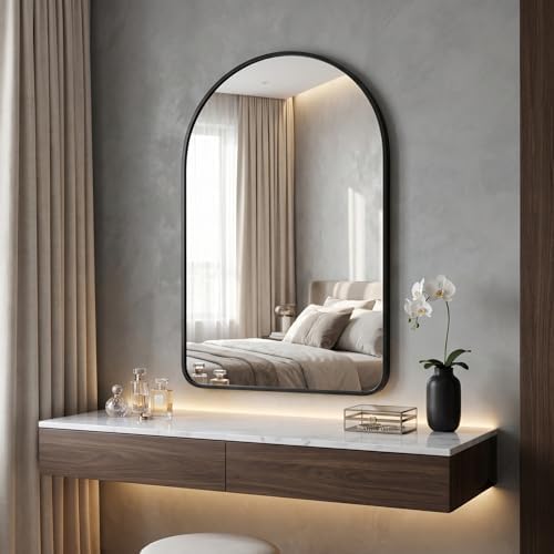 HARRITPURE 24"x36" Arched Bathroom Mirror Wall Mounted Black Arch Mirror - Image 7