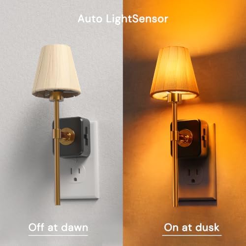 L LOHAS LED Night Lights Plug into Wall, Pleated Fabric Cover Night Light - Image 2
