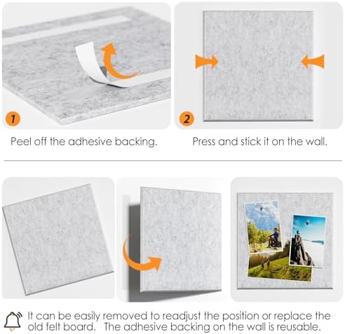 MaxGear Felt Bulletin Board 48" x 36", Light Gray Felt Wall Tile Wall Decor - Image 4