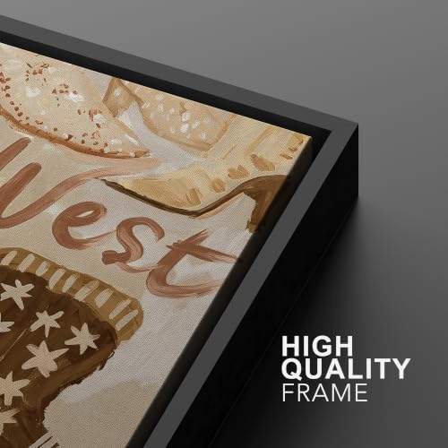 MUDECOR Framed Canvas Print Wall Art Set Western Boots Hats - Image 6