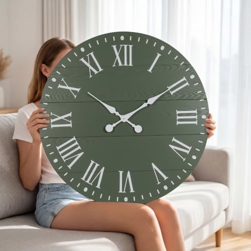 Large Wall Clock with Roman Numeral, 28” Shiplap Farmhouse Clock - Image 6