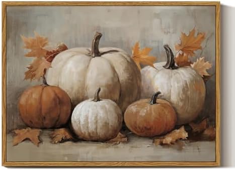 InSimSea Framed Canvas Wall Art Vintage Decor, Fall Pumpkin Wall Decor by InSimSeaArt
