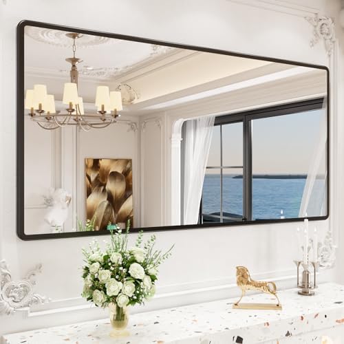 pertetey Black Bathroom Mirror, Aluminum Frame Wall Mirror, 60 x 30 in by PERTETEY