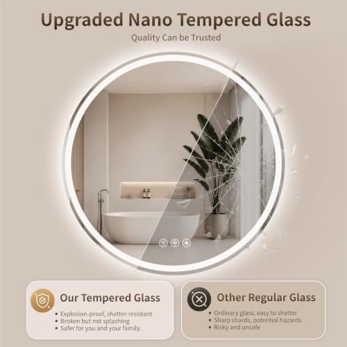 BEAUTYPEAK 36 Inch Round LED Bathroom Mirror - Image 6