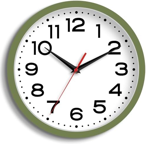 Roymnie 8 Inch Small Wall Clock, Battery Operated Silent Non Ticking Green by Unknown