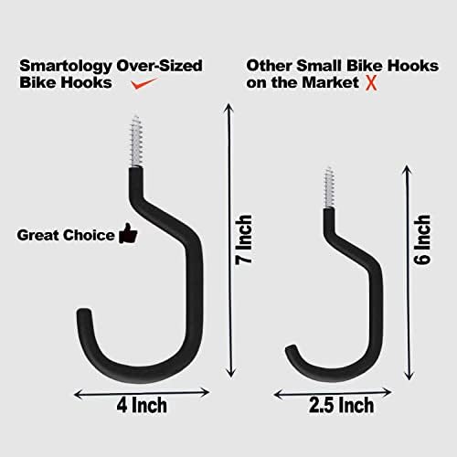 SMARTOLOGY Extra-Large Bike Hook, Bicycle Storage Hanger, Rubber Coated Heavy - Image 5
