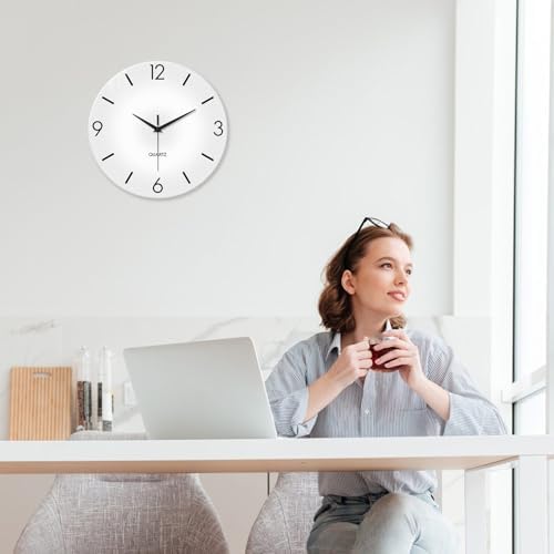 XFM White Wall Clocks Battery Operated 14 Inch Modern Simple - Image 5