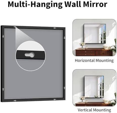 Koonmi Black Bathroom Mirror for Over Sink, Metal Framed 32"x28" Wall Mirror - Image 5