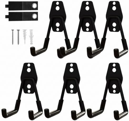 6-Pack Small Square Heavy Duty Garage Hooks, Utility Room Storage by CRXCRC