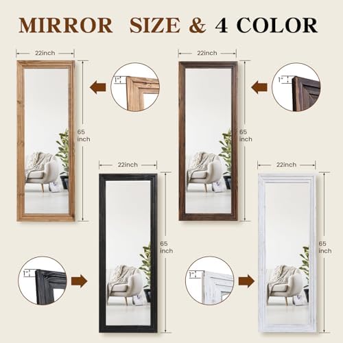 65x22in Full Length Mirror, 3-Tier Stepped Solid Wood Frame - Image 2