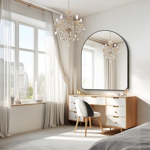FORBATH Arched Wall Mirror 40"x48", Large Arch Bathroom Mirror Black Aluminum - Image 5