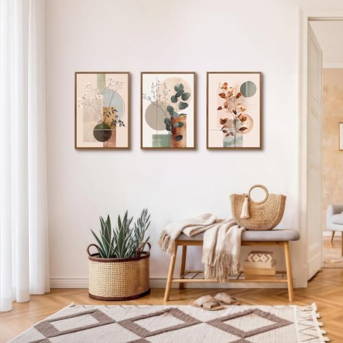 WENGTIAO Boho Neutral Abstract Botanical Framed Canvas Wall Art 16"x24"x3 - Image 3