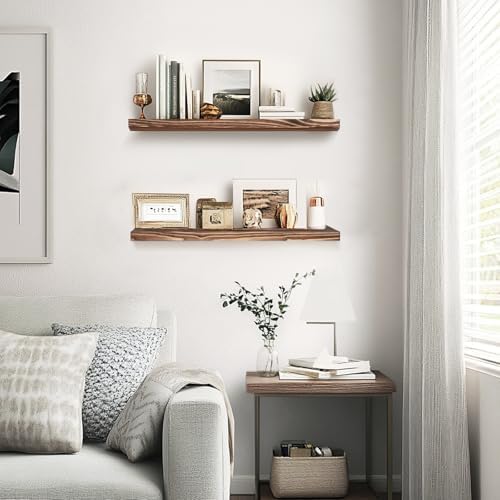 16x5.8x0.8in Floating Wall Shelves Rustic Solid Wood 2-Pack - Image 6