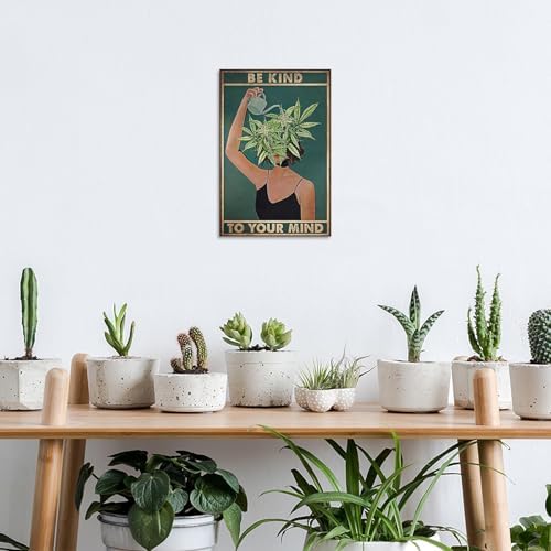 Vintage Mental Health Be Kind To Your Mind Posters Green Background Abstract - Image 5