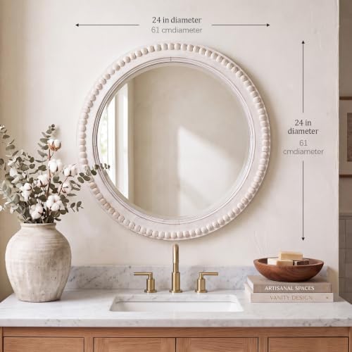 Nuanchu 24 Inch Wooden Round Mirror - Image 2