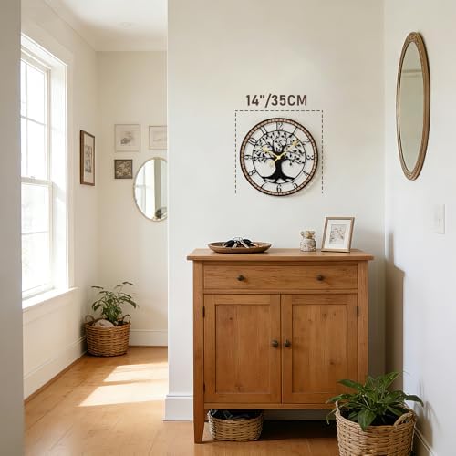 14" Farmhouse Bird Branch Wall Clock - Image 2