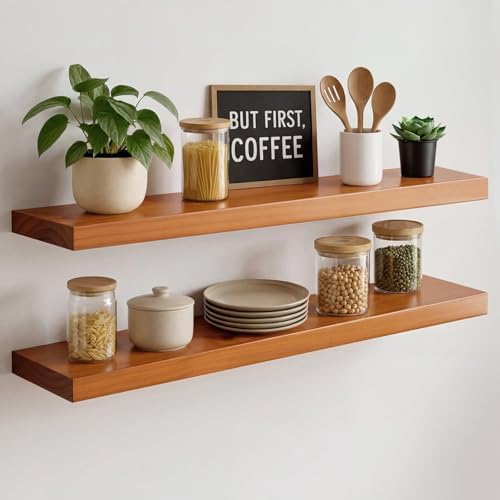 Homeforia 30 Inch Floating Shelves, High-End Solid Pine Wood by Homeforia