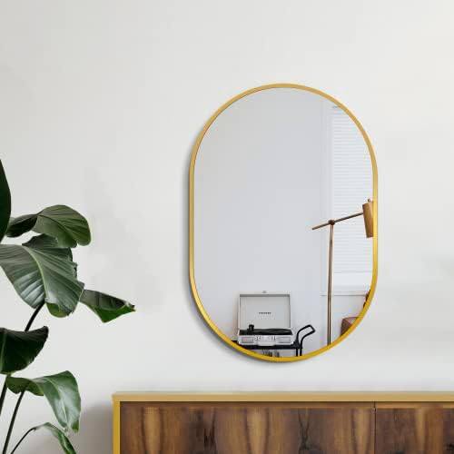 Delma 30x20 Gold Oval Bathroom Mirror - Image 3