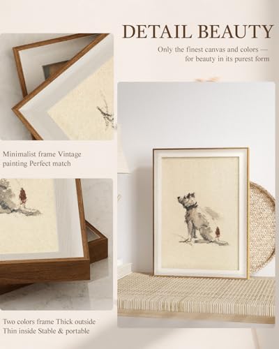 VIYYIEA Framed Dog Sketch Canvas Wall Art Rustic, 12x16 Inch - Image 6