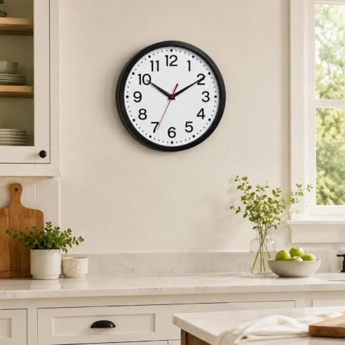 Roymnie 8 Inch Small Wall Clock, Battery Operated Silent Non Ticking Black - Image 6