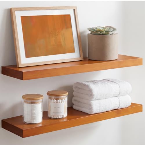Homeforia 24 Inch Floating Shelves, High-End Solid Pine Wood by Homeforia