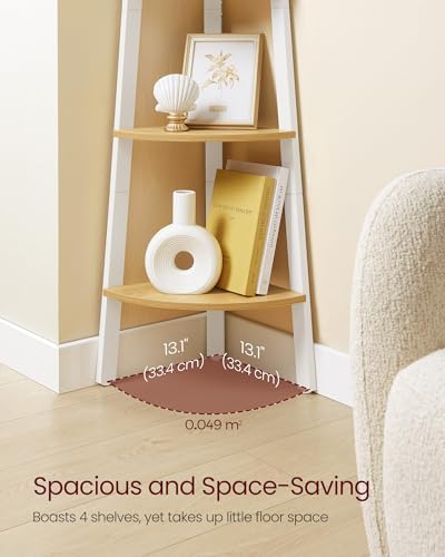 VASAGLE 4-Tier Corner Shelf Stand, Modern Ladder Shelf - Image 4