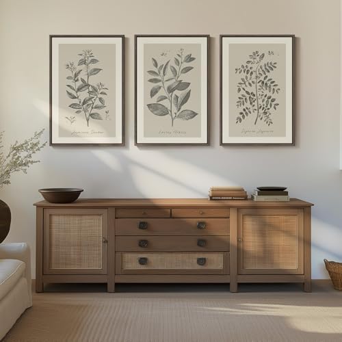 Large Framed 3 Piece Vintage Botanical Wall Art - Image 4
