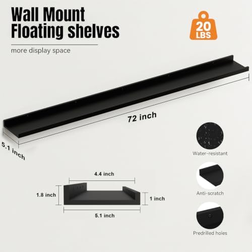 72inch Long Floating Shelves for Wall Decor, 3-Set Shelves - Image 3