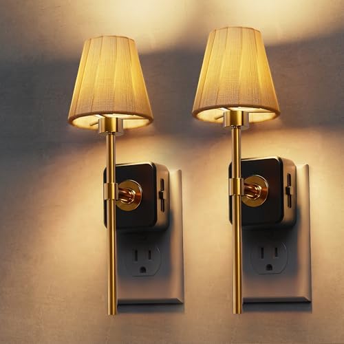 L LOHAS LED Night Lights Plug into Wall, Pleated Fabric Cover Night Light by LLOHASLED
