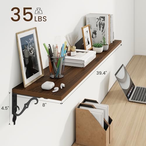 RICHFOCUS Floating Shelves for Wall Decor, 39.4W x 8D Shelves Set of 2 - Image 3