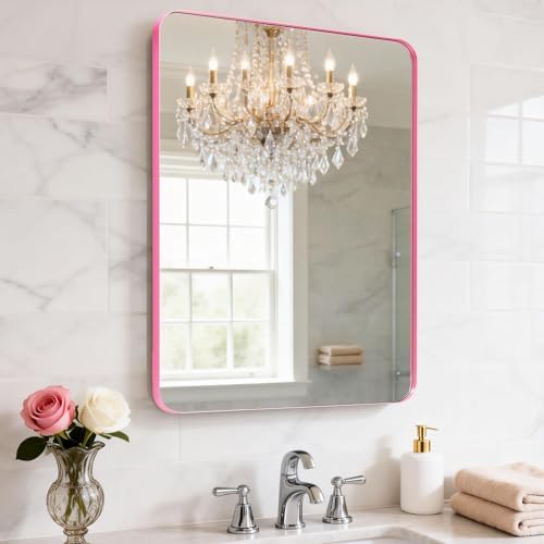 24" x 28" Pink Bathroom Mirrors by YYXW