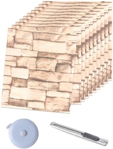 10PCS 3D Wall Panels, 3D Brick Foam Peel & Stick, Retro Light Coffee by YVTEUWallArt