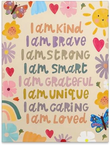 GO-SANTNN Kids Positive Quotes Wall Art Fashion Colorful Floral Affirmation by Unknown