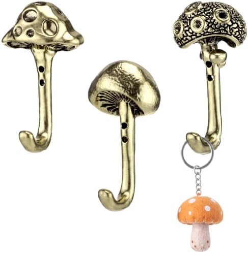 3 Pcs Mushroom Wall Hooks Decorative Iron Mushroom Shaped Hanging Hooks Wall by Otoolling