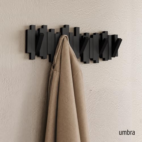 Umbra Sticks Wall Mount Coat Rack, 5 Hook Retractable Pegs - Image 2