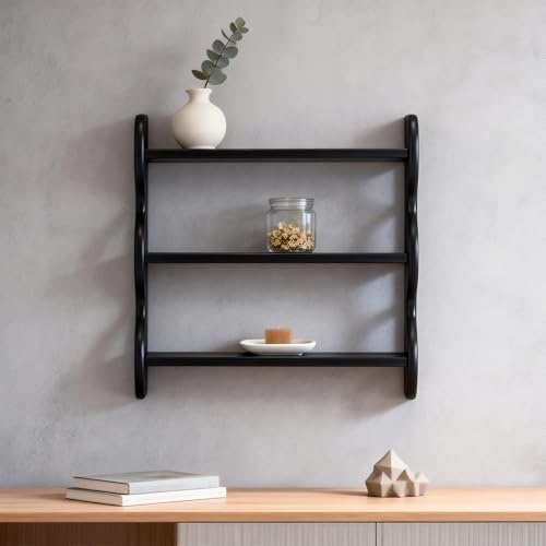 100% Solid Wood Floating Shelf, Vintage Wall Shelves Wall Mounted Storage Rack - Image 4