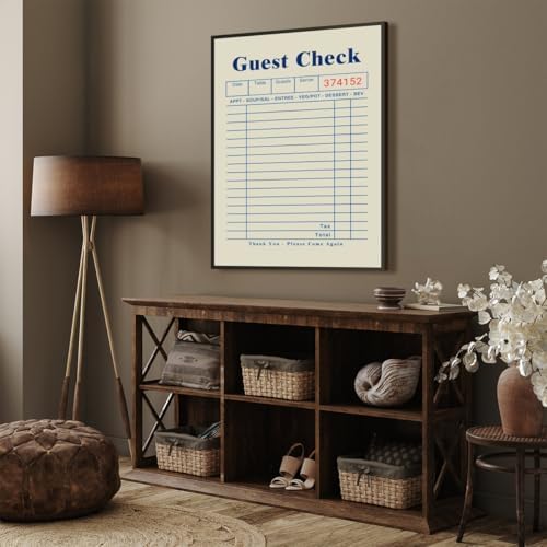 Blue Blank Guest Check Posters Trendy Retro Wall Art fun Diner Art Canvas Print - Image 6