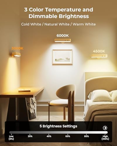 PopoIron 7500 mAh Rechargeable Wall Sconce, Battery Operated LED Wall Light - Image 6