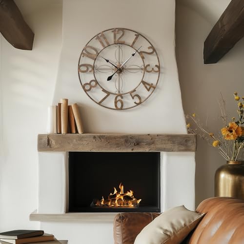 Cuspin 30 Inch Large Wall Clock Bronze Rustic Metal Decorative Clock - Image 2