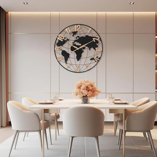 Pytha Sight 30 Inch Large Extra Giant Oversized Arabic World Map Wall Clock - Image 4