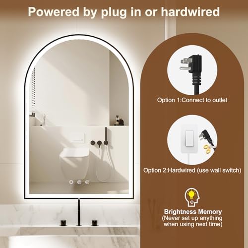 24"x36" Arched LED Lighted Bathroom Mirror - Image 6