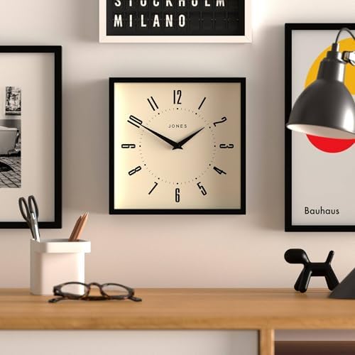 JONES CLOCKS® Box wall Clock | Retro Square Clock | 10" | Black | Easy to Read - Image 3
