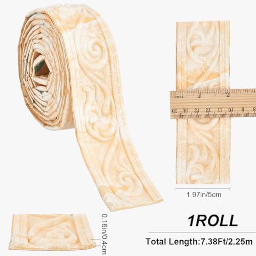 CRASPIRE 7.38FT x 1.97 Inch Crown Molding Peel and Stick Flexible Foam Trim - Image 2