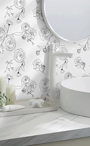 Safiyya 118"x17.3" Peel and Stick Wallpaper Black and White Contact Paper - Image 5