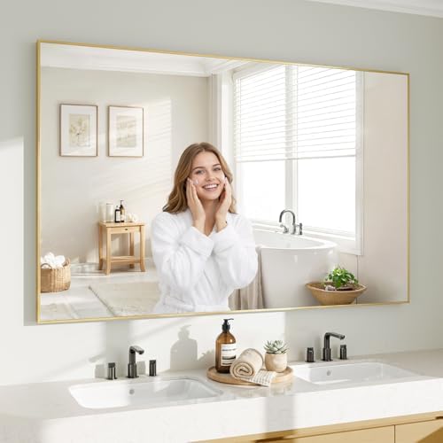 Koonmi Gold Mirrors for Wall, 36x48 Inch Bathroom Mirror, Rectangular Wall by KOONMI