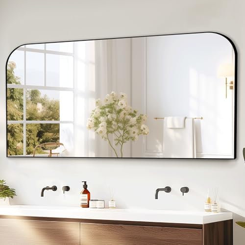 Delma 30"x55" Black Metal Framed Bathroom Mirror by Delma
