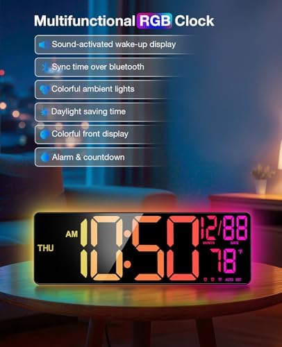 Large Digital Clocks Bluetooth Sync Time, Big Led Wall Clock - Image 2
