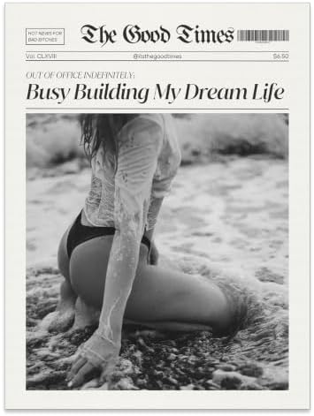 Funky Black And White Newspaper Canvas Wall Art 8x10in Unframed Trendy Hot Sexy by Unknown