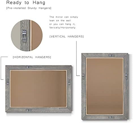 Renditions Gallery Horizontal Gray Wood Frame Vanity Body Mirror Rustic - Image 6