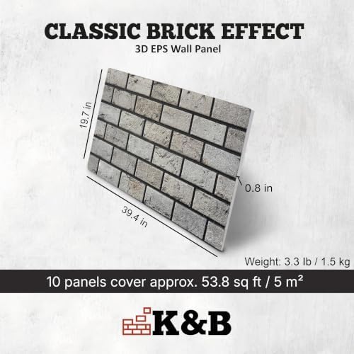 K&B Panels 3D Wall Panels, Realistic Smooth Brick Effect Styrofoam Wall - Image 3